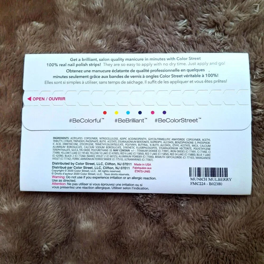 Color Street 100% Nail Polish Strips - Munich Mulberry - Easy to Use